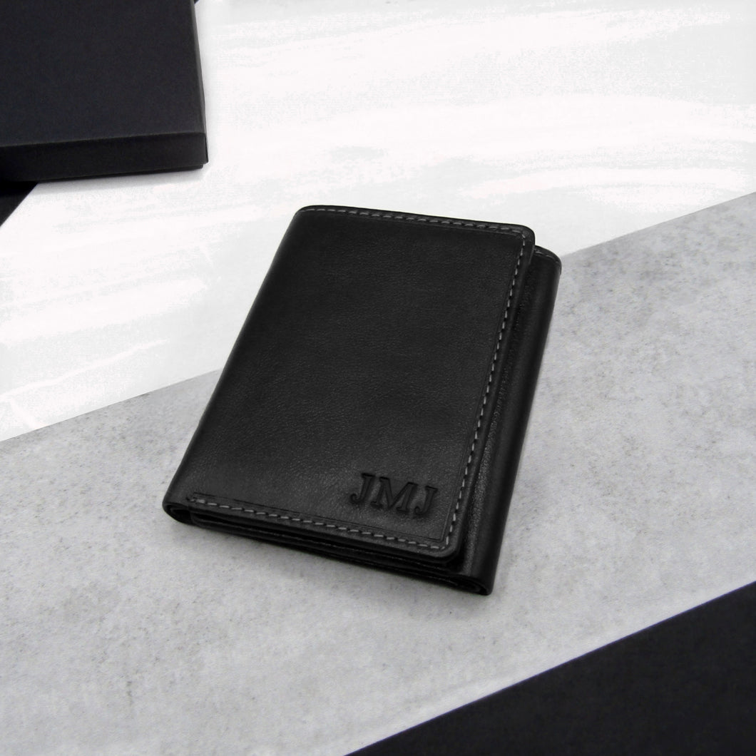Personalised Men's RFID Trifold Leather Wallet - PARKER&CO