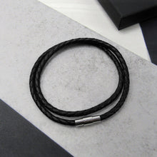 Load image into Gallery viewer, Men&#39;s Personalised Morse Code Woven Leather Bracelet - PARKER&amp;CO