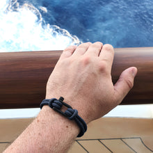 Load image into Gallery viewer, Personalised Men&#39;s Nautical Double Strand Shackle &amp; Rope Bracelet