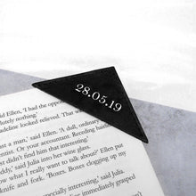 Load image into Gallery viewer, Handmade Special Date Personalised Leather Page Corner Bookmark - PARKER&amp;CO
