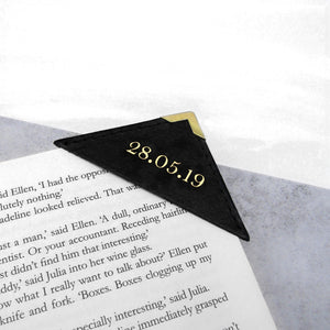 Handmade Metallic Edge Personalised Special Date Leather Corner Bookmark - PARKER&CO