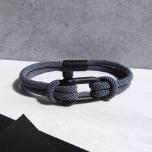 Load image into Gallery viewer, Personalised Men&#39;s Nautical Double Strand Shackle &amp; Rope Bracelet