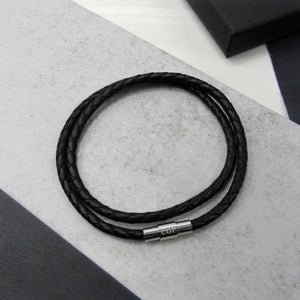 Men's Personalised Single or Double Slim Leather Bracelet