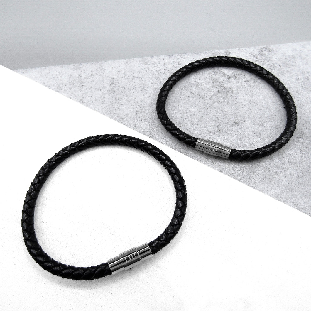 Personalised Matching Friendship Single or Double Slim Leather Bracelet