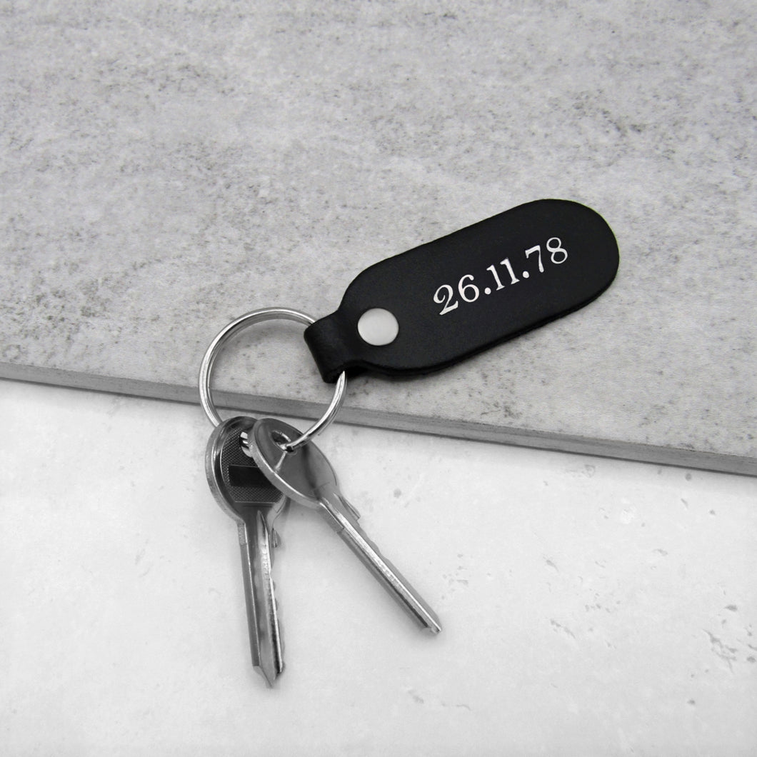 Handmade Personalised Special Date Leather Fob Keyring - PARKER&CO