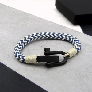 Personalised Men's Thick Nautical Shackle & Rope Bracelet - PARKER&CO