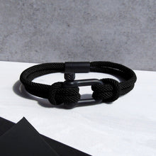 Load image into Gallery viewer, Personalised Men&#39;s Nautical Black Double Strand Shackle &amp; Rope Bracelet - PARKER&amp;CO