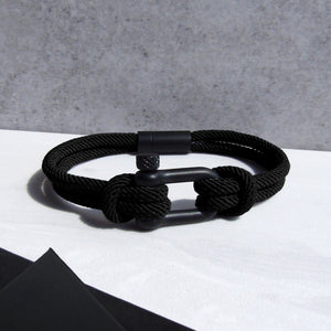 Personalised Men's Nautical Black Double Strand Shackle & Rope Bracelet - PARKER&CO