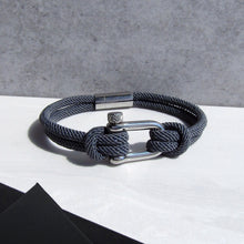 Load image into Gallery viewer, Men&#39;s Nautical Double Strand Shackle &amp; Rope Bracelet - PARKER&amp;CO
