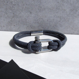 Personalised Men's Nautical Double Strand Shackle & Rope Bracelet - PARKER&CO