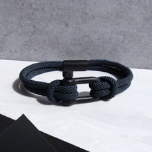Load image into Gallery viewer, Men&#39;s Nautical Double Strand Shackle &amp; Rope Bracelet