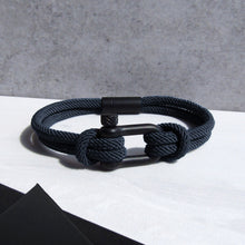 Load image into Gallery viewer, Personalised Men&#39;s Nautical Double Strand Shackle &amp; Rope Bracelet