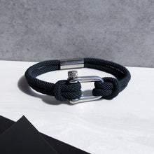 Load image into Gallery viewer, Personalised Men&#39;s Nautical Double Strand Shackle &amp; Rope Bracelet