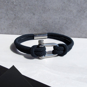 Personalised Men's Nautical Double Strand Shackle & Rope Bracelet