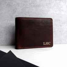 Load image into Gallery viewer, Personalised Rustic Brown Leather Trifold Wallet - PARKER&amp;CO