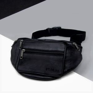 Personalised Black Leather RFID Bum Bag / Fanny Pack - PARKER&CO
