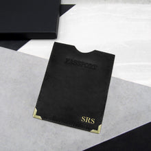 Load image into Gallery viewer, Personalised Leather Metallic Edge RFID Passport Cover - PARKER&amp;CO