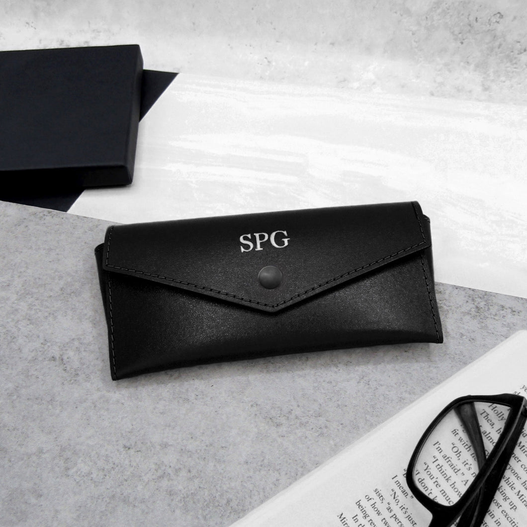 Handmade Personalised Medium Hard Pointed Leather Glasses Case - PARKER&CO