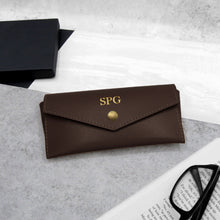 Load image into Gallery viewer, Handmade Personalised Medium Hard Pointed Leather Glasses Case - PARKER&amp;CO