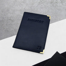 Load image into Gallery viewer, Personalised Metallic Edge Leather RFID Passport Cover - PARKER&amp;CO