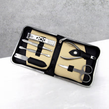 Load image into Gallery viewer, Personalised Black Leather Travel Manicure Set - PARKER&amp;CO
