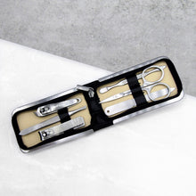 Load image into Gallery viewer, Personalised Black Leather Small Travel Manicure Set - PARKER&amp;CO
